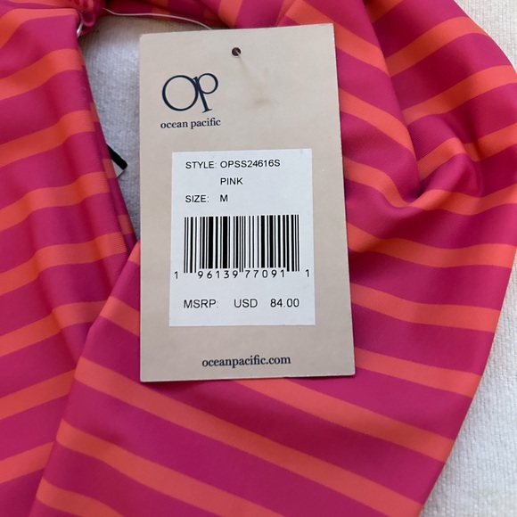 🆕 OP Ocean Pacific Women's 2 Piece Rash Guard & Bottom Swimsuit Striped SZ MED - Picture 8 of 8